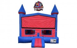 15x15 Red and Blue modular Bounce House with Basketball Goal